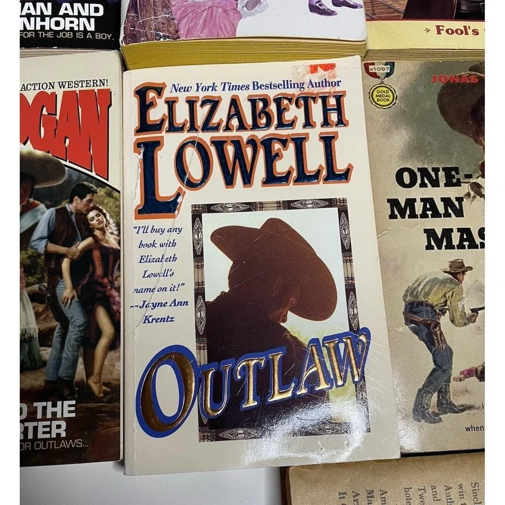 Lot‎ of 11 Vintage Paperback Western Books Cowboys Old West American History Sea